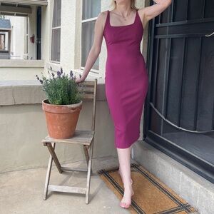Wild Fable Magenta Ribbed Midi Dress